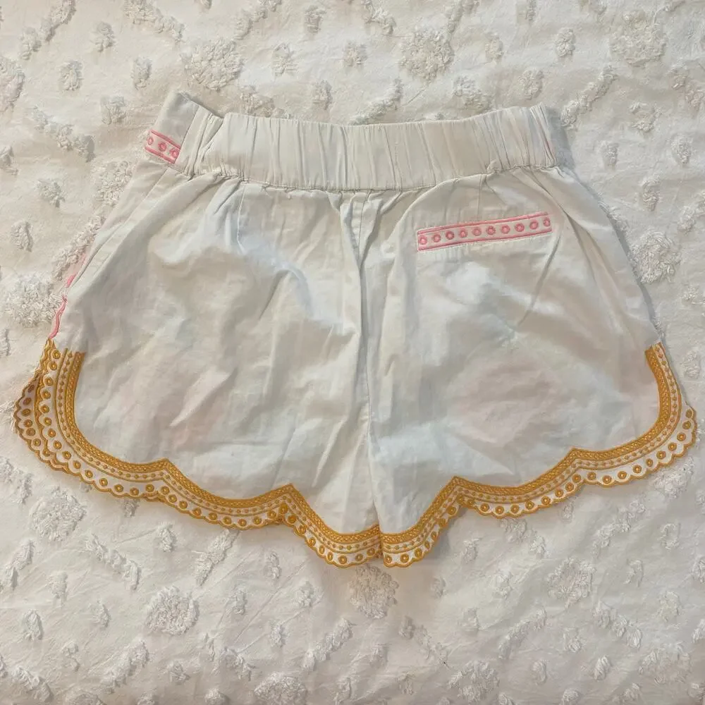 Reiss Broderie Shorts Girls Size 10-11 Cotton Embroidered Fruits Summer Vacation - Picture 3 of 6